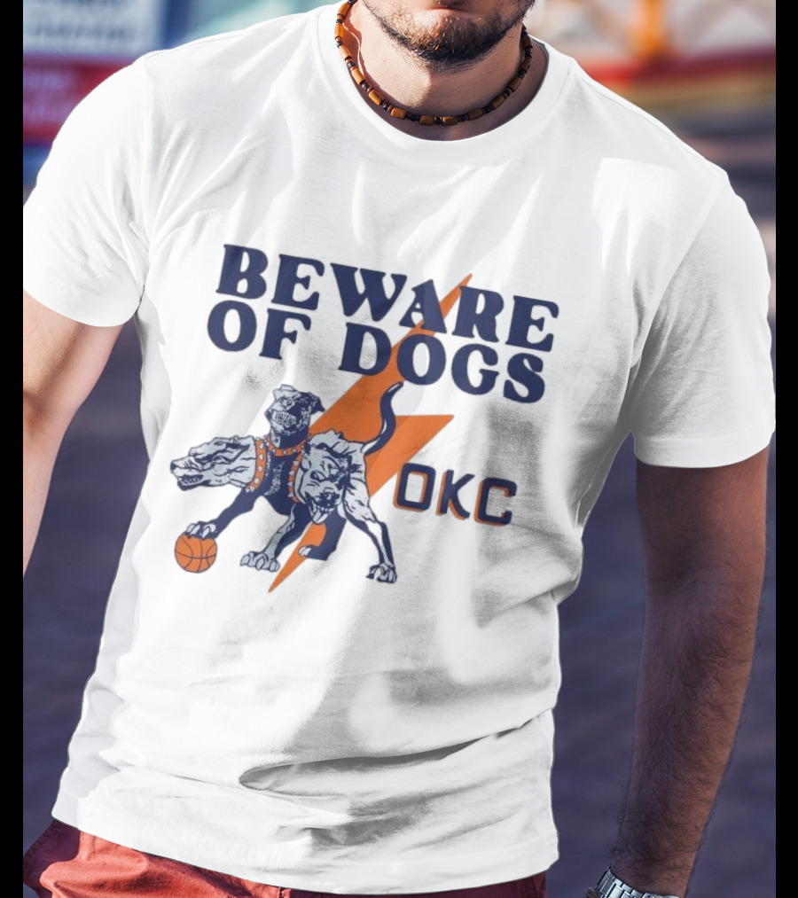 Beware Of Dogs OKC Thunder Basketball Team Lightning T-Shirt