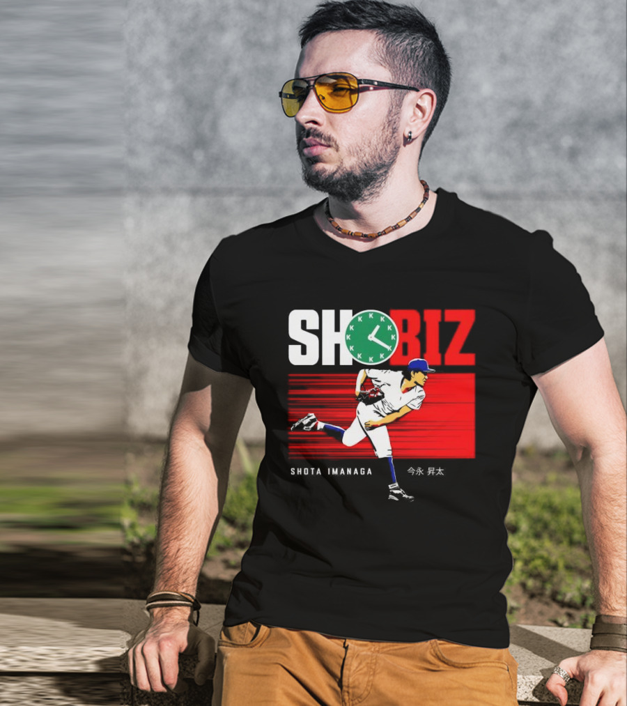 SHO BIZ Shōta Imanaga Pitching Los Angeles Dodgers K Clock T-Shirt