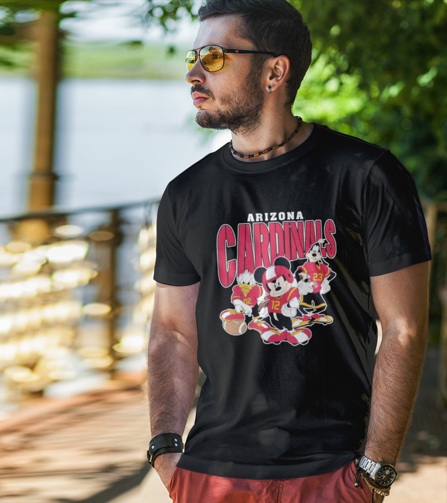 Arizona Cardinals Mickey Donald Duck Goofy Football Team T-Shirt