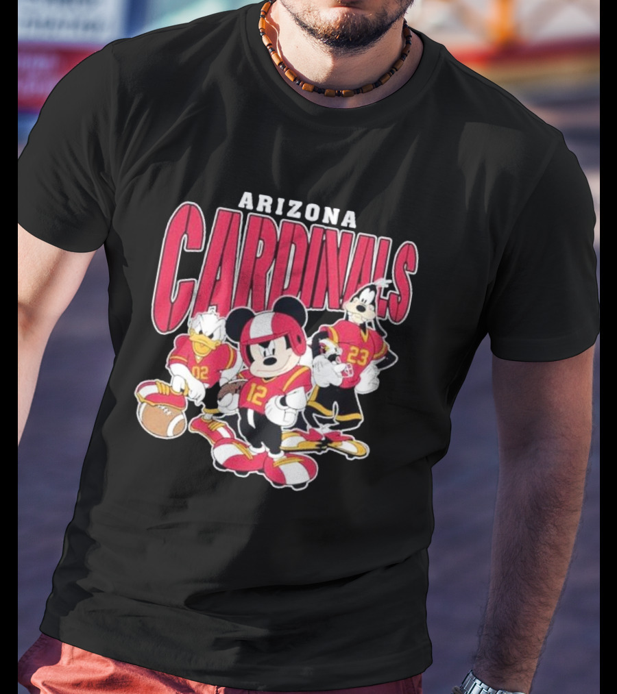 Arizona Cardinals Mickey Donald Duck Goofy Football Team T-Shirt