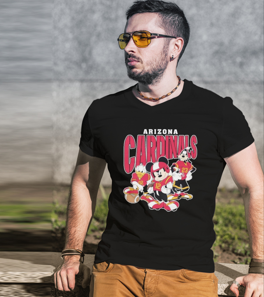 Arizona Cardinals Mickey Donald Duck Goofy Football Team T-Shirt