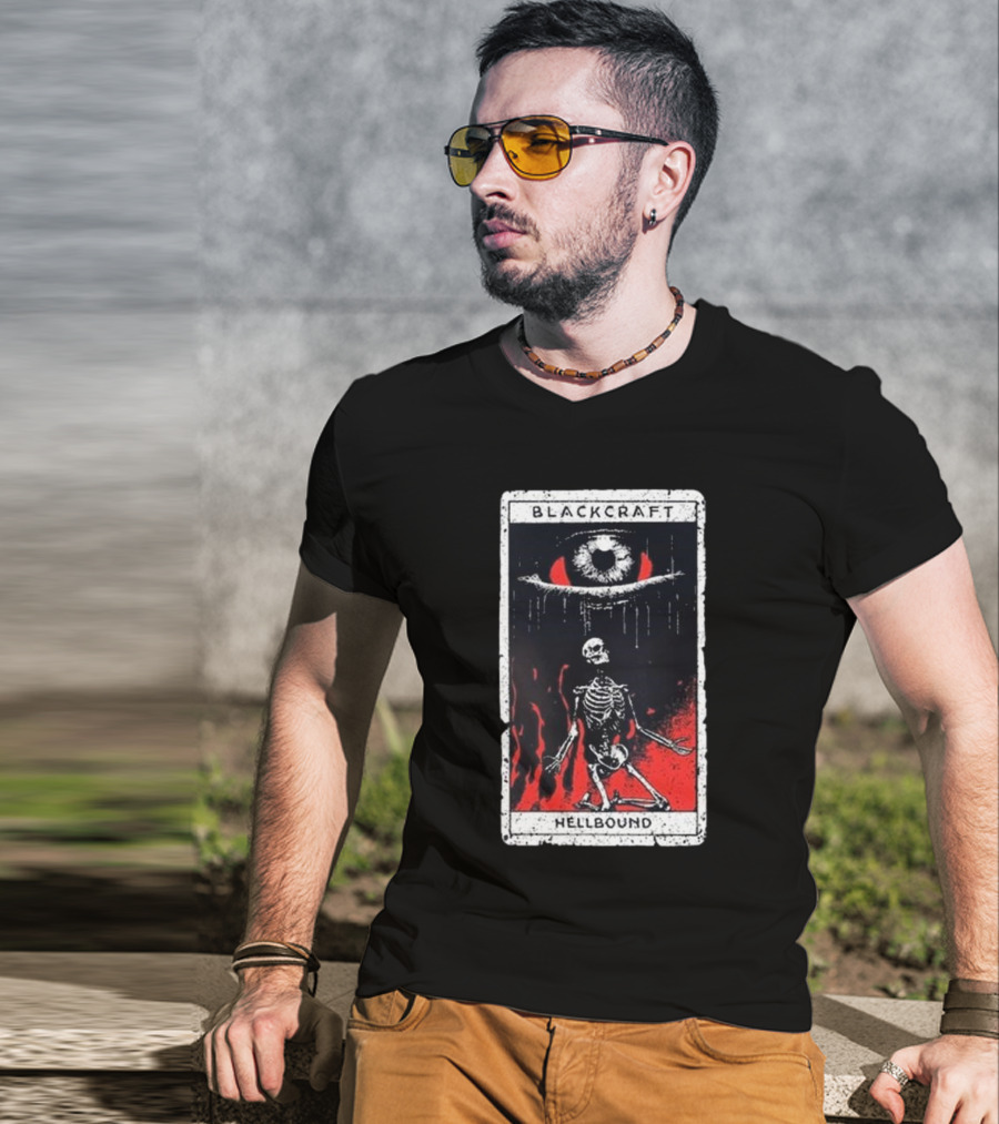 Blackcraft Cult Hellbound Tarot Skeleton Eye Flames T-Shirt