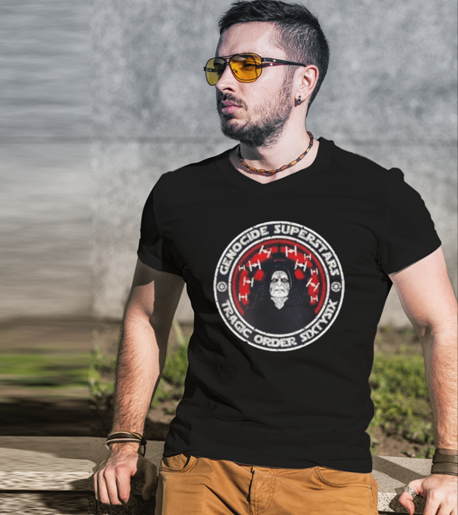 Genocide Superstars Tragic Order 66 Dark Side Icon With Red Spacecrafts T-Shirt