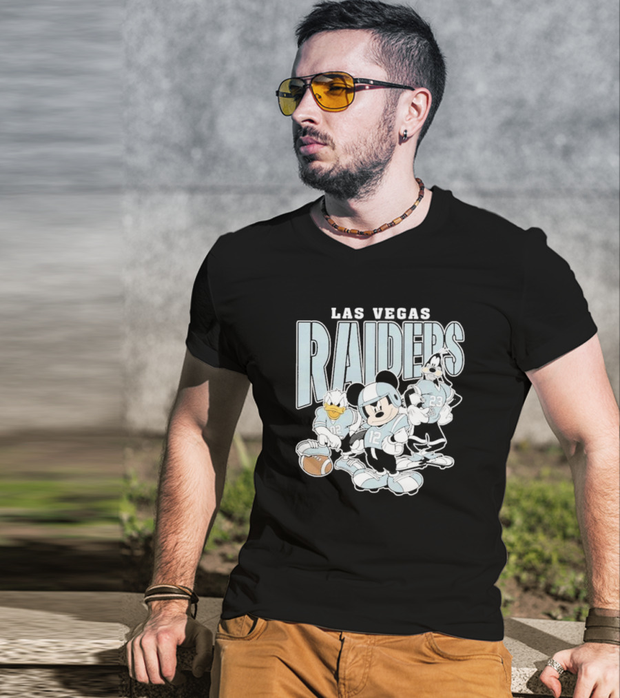 Las Vegas Raiders Mickey Mouse Donald Duck Goofy Football Team T-Shirt