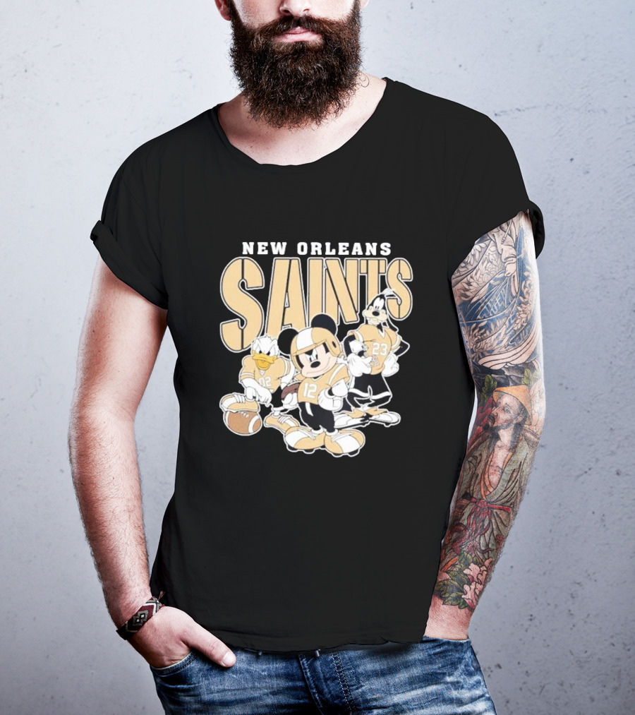 New Orleans Saints Mickey Donald Duck Goofy Football Team T-Shirt