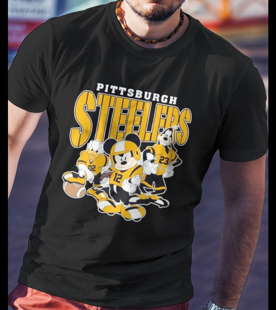 Pittsburgh Steelers Mickey Mouse Donald Duck Goofy Football Team T-Shirt