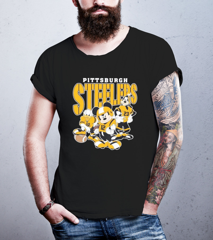 Pittsburgh Steelers Mickey Mouse Donald Duck Goofy Football Team T-Shirt