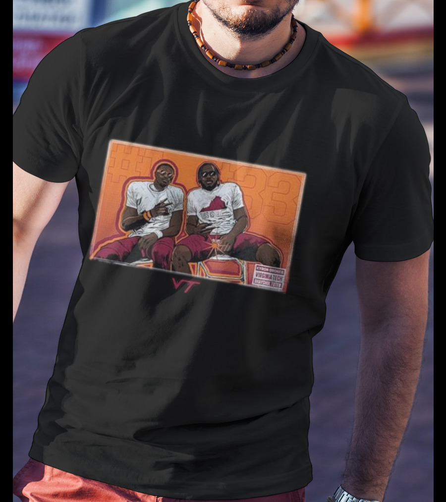 Kyron Drones And Bhayshul Tuten Virginia Tech NCAA Football Caricature #33 VT T-Shirt