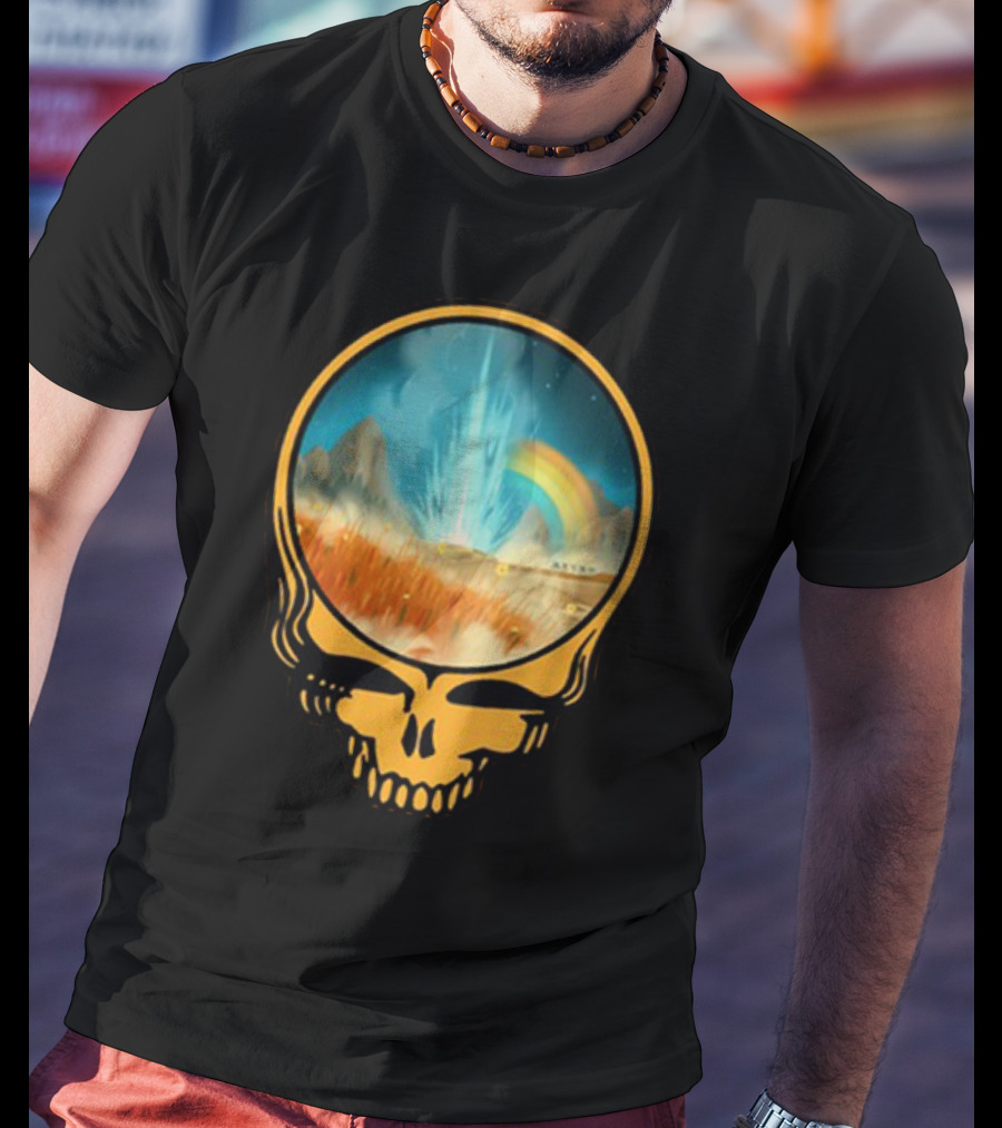 Grateful Dead Skull With Psychedelic Landscape And Rainbow T-Shirt