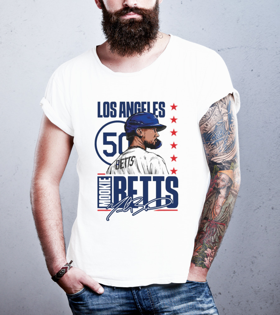 Mookie Betts 50 Los Angeles Dodgers Baseball Stars T-Shirt