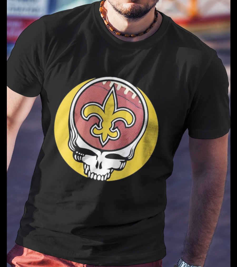New Orleans Saints Grateful Dead Skull Logo Football T-Shirt