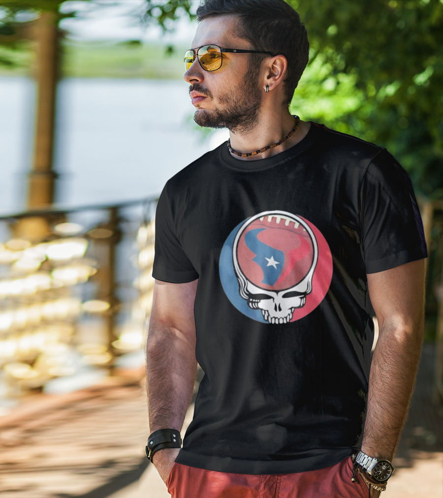 Original Houston Texans Grateful Dead Football Skull T-Shirt