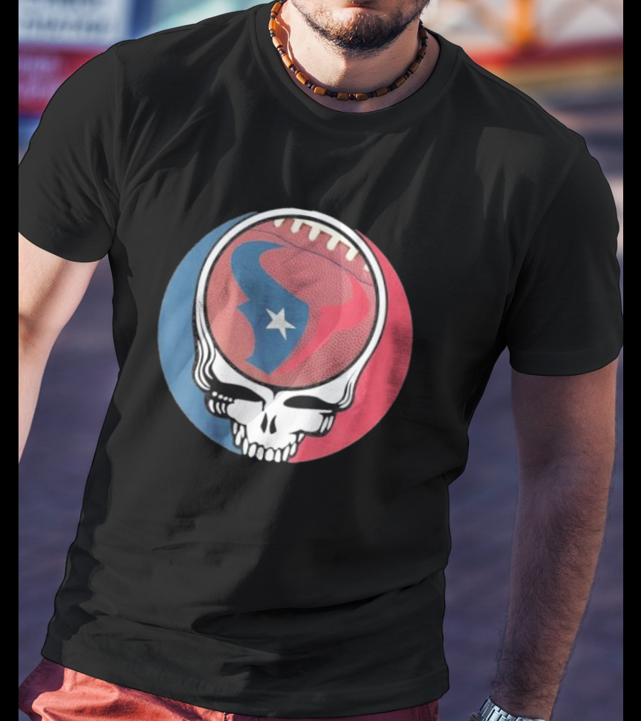 Original Houston Texans Grateful Dead Football Skull T-Shirt