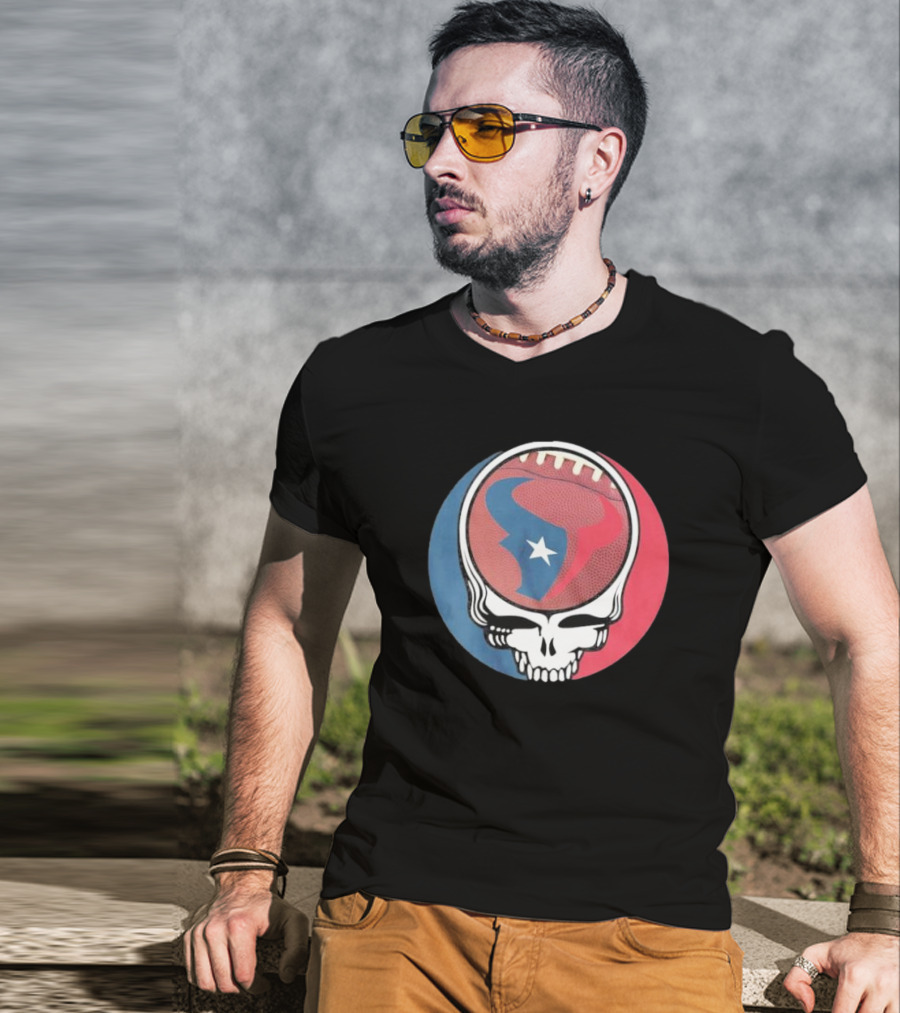 Original Houston Texans Grateful Dead Football Skull T-Shirt