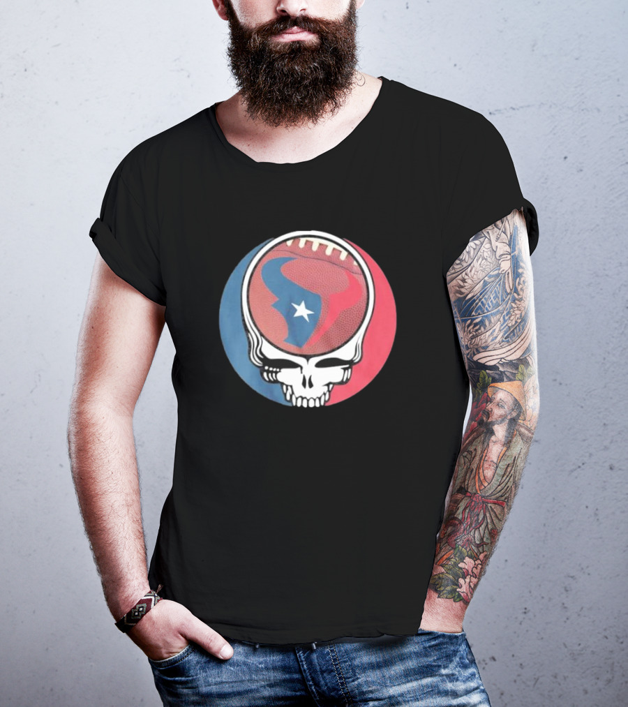 Original Houston Texans Grateful Dead Football Skull T-Shirt