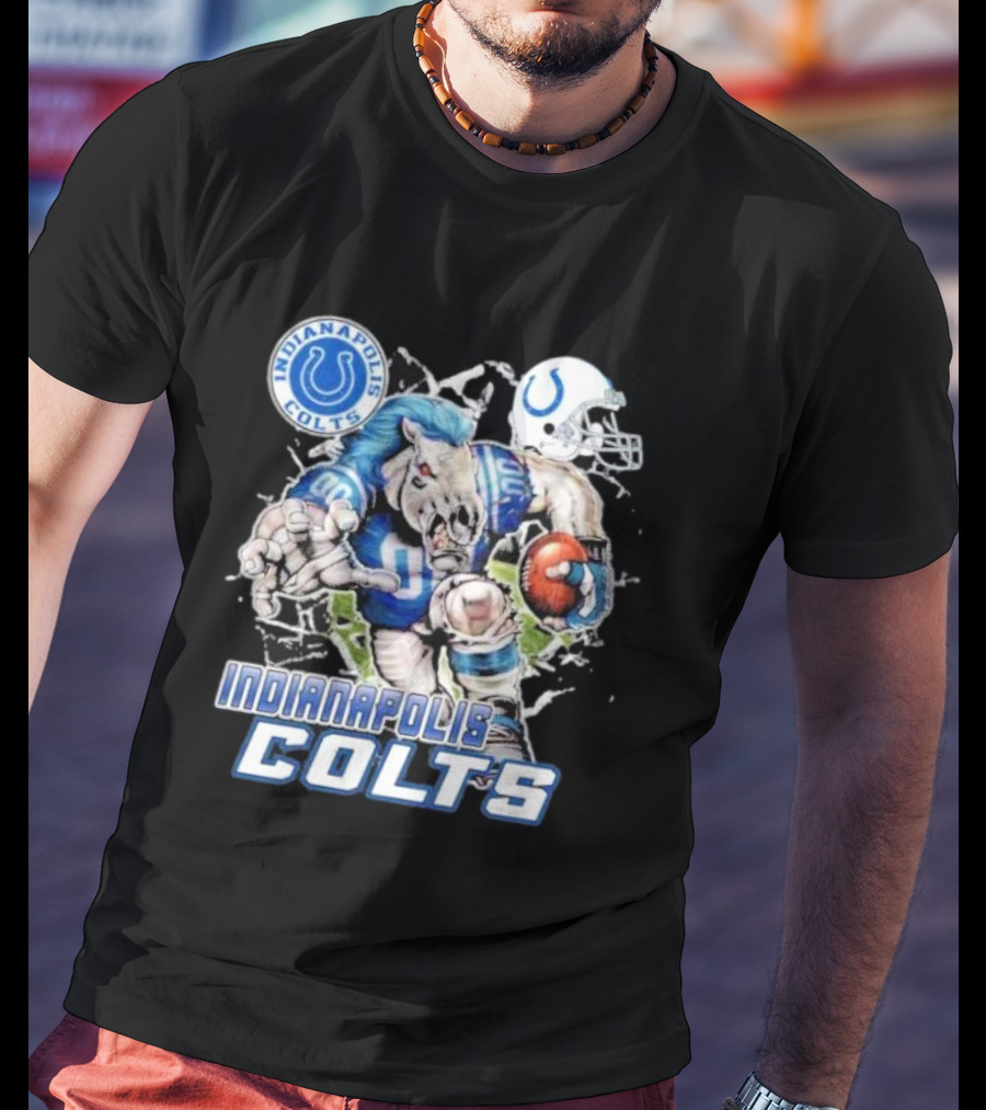 Indianapolis Colts Mascot Breaking Through Wall Vintage T-Shirt