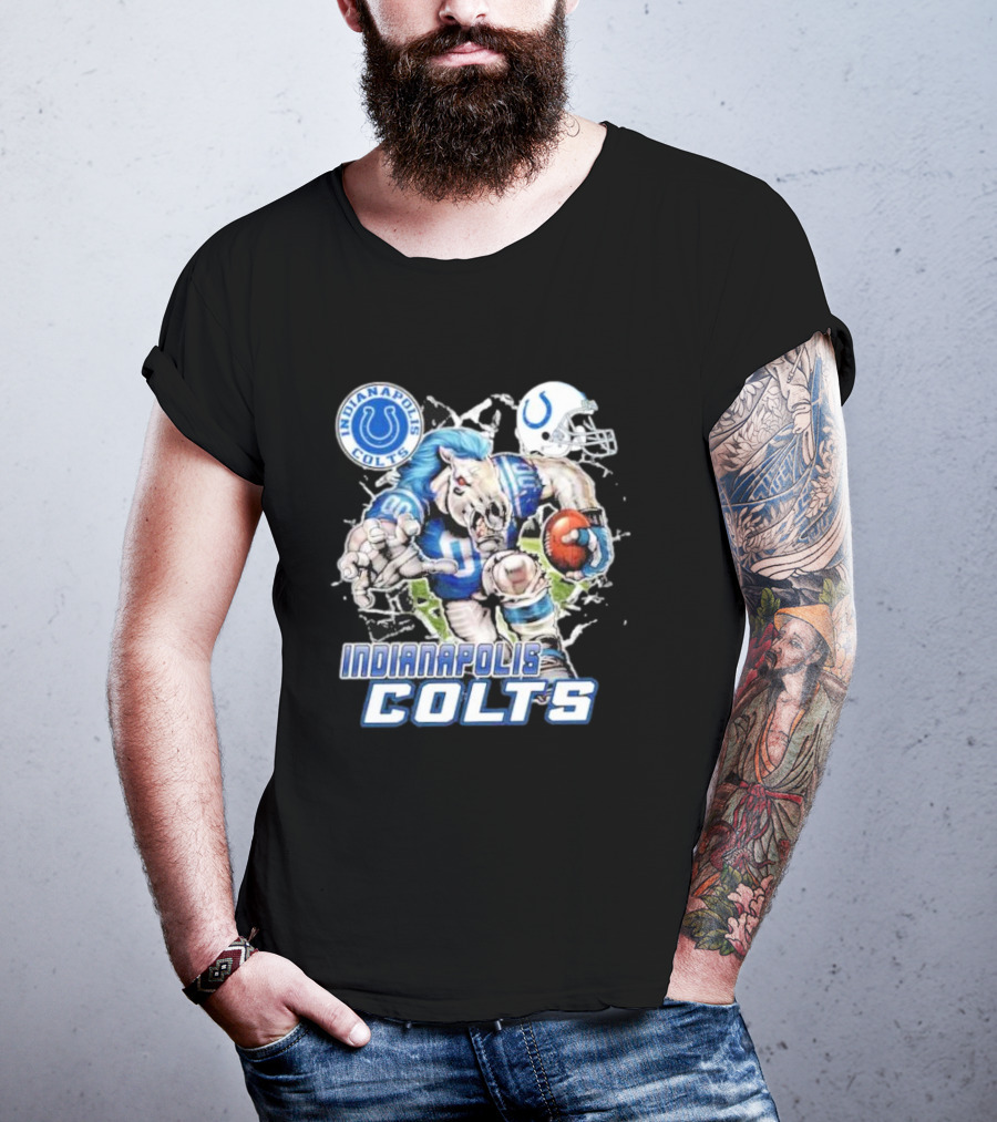 Indianapolis Colts Mascot Breaking Through Wall Vintage T-Shirt
