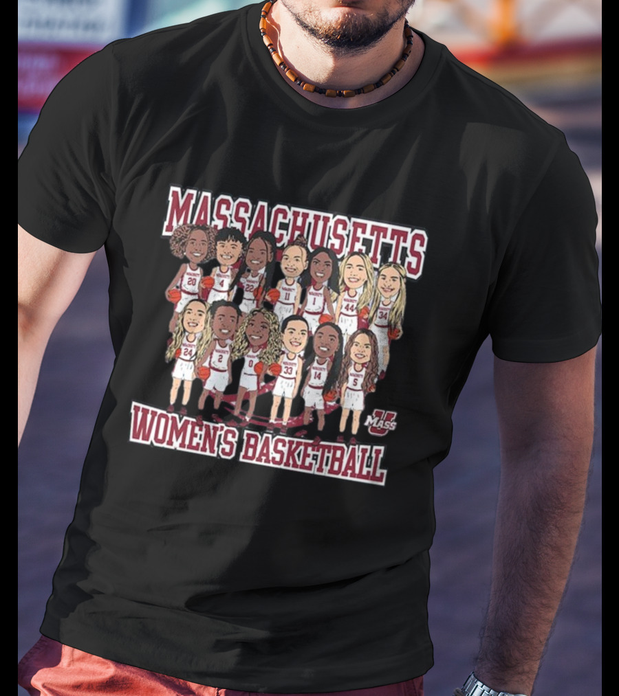 Massachusetts UMass Women's Basketball Team Caricature T-Shirt