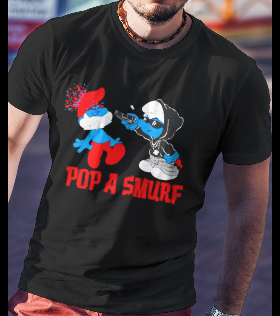 Pop A Smurf Gangster Smurf With Spray Can Urban T-Shirt