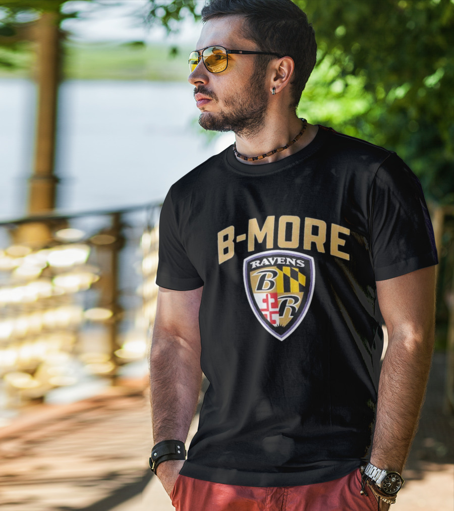 B-MORE Baltimore Ravens Logo Shield Ravens B R T-Shirt