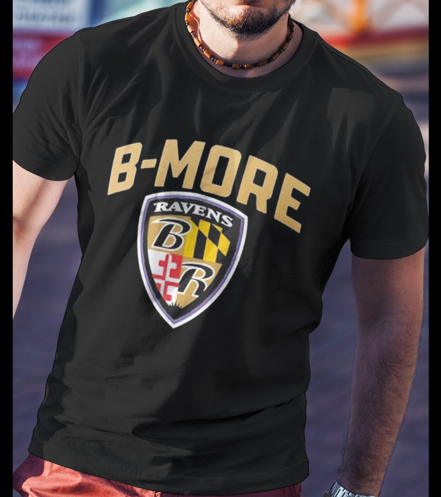 B-MORE Baltimore Ravens Logo Shield Ravens B R T-Shirt