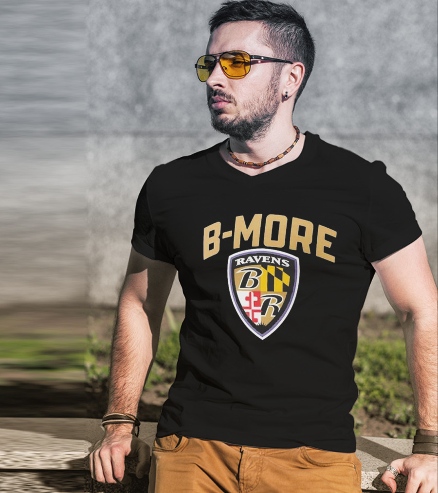 B-MORE Baltimore Ravens Logo Shield Ravens B R T-Shirt