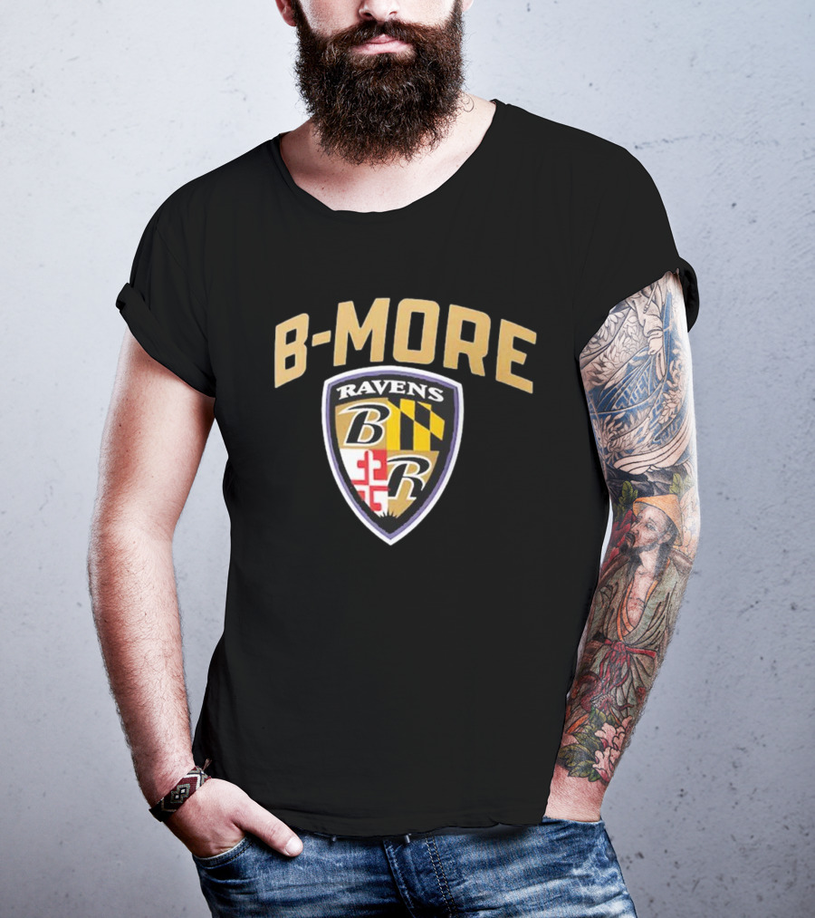 B-MORE Baltimore Ravens Logo Shield Ravens B R T-Shirt
