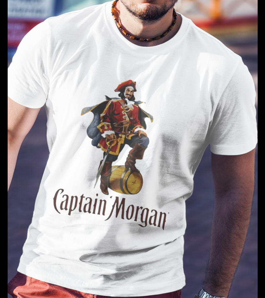 Captain Morgan Rum Pirate Standing On Barrel T-Shirt