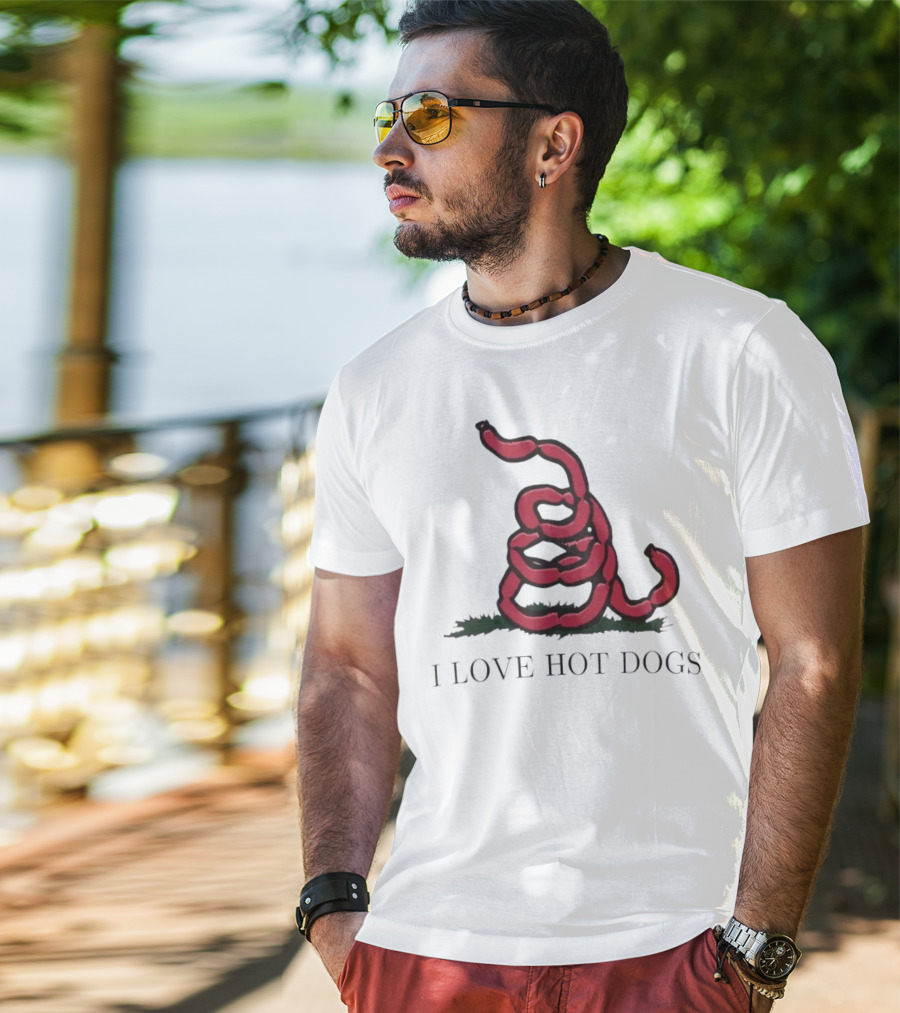 I Love Hot Dogs Spiral Sausage T-Shirt