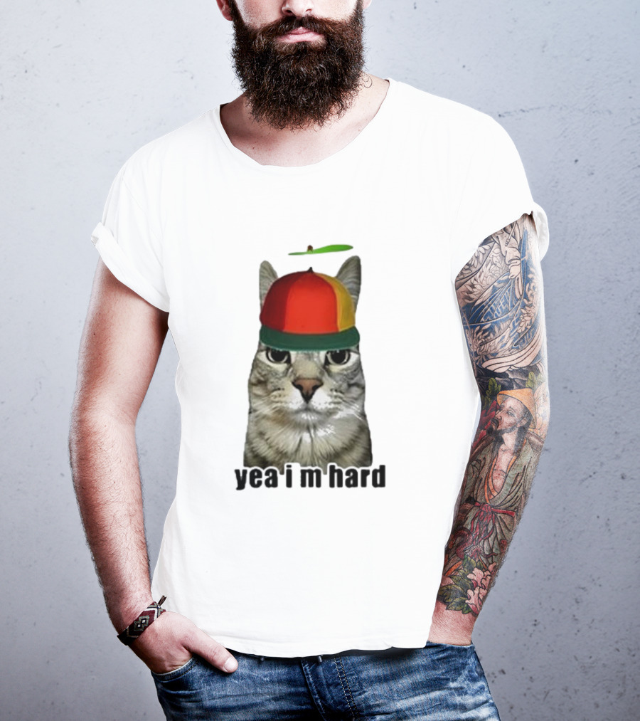Cat Yea I’m Hard Propeller Hat T-Shirt