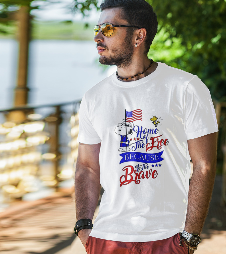 Snoopy Home Of The Free Because Of The Brave Independence Day T-Shirt