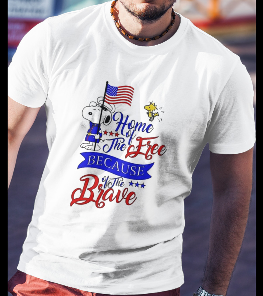 Snoopy Home Of The Free Because Of The Brave Independence Day T-Shirt