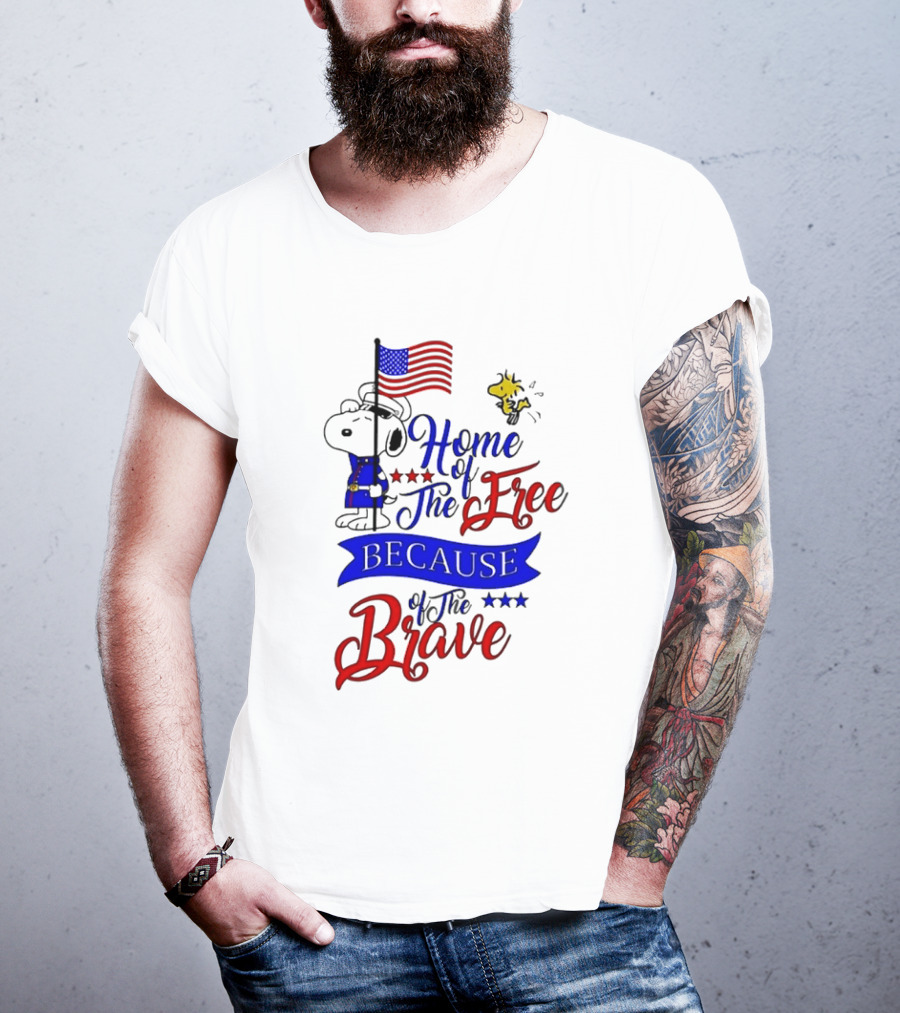 Snoopy Home Of The Free Because Of The Brave Independence Day T-Shirt