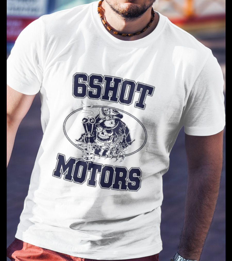 6Shot Motors Smoking Skull With Guns T-Shirt