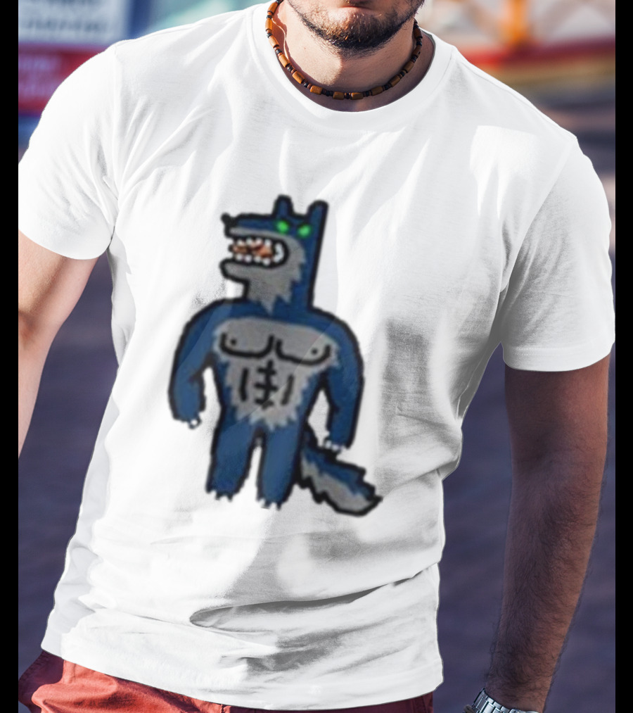 Timberwolves Buff Wolf Strong Muscular Cartoon Character T-Shirt