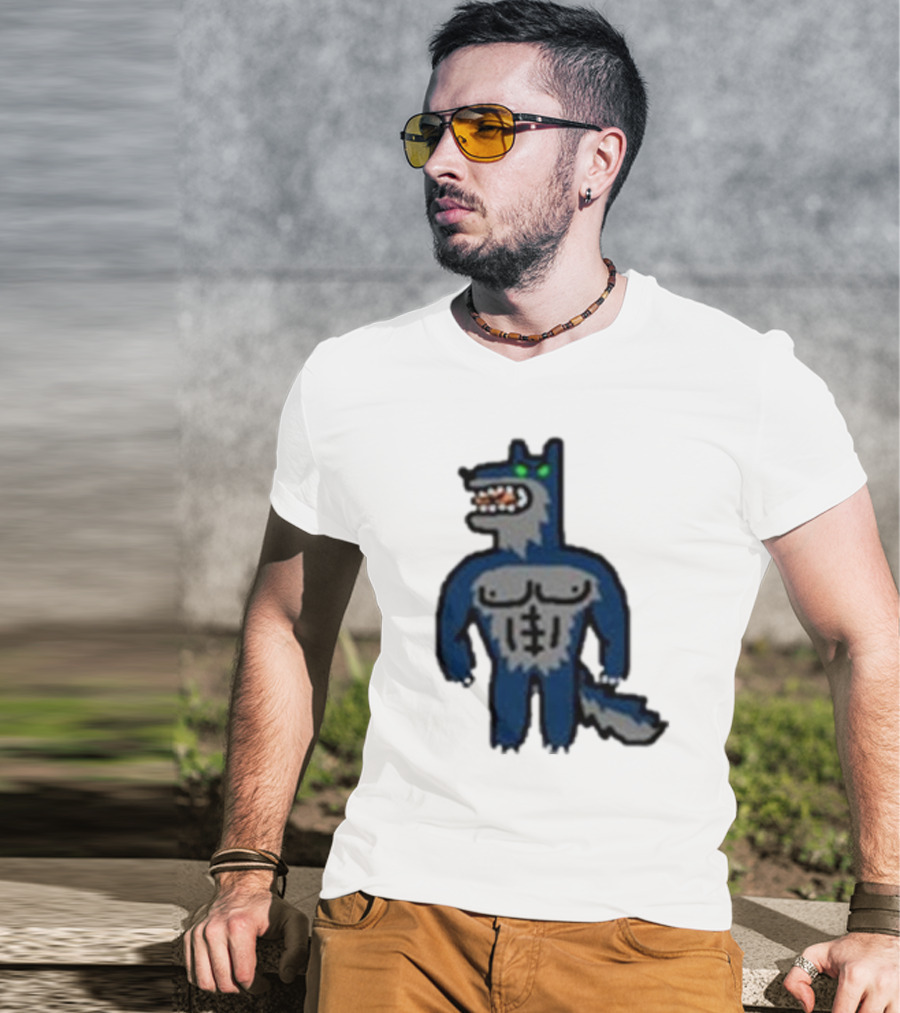 Timberwolves Buff Wolf Strong Muscular Cartoon Character T-Shirt