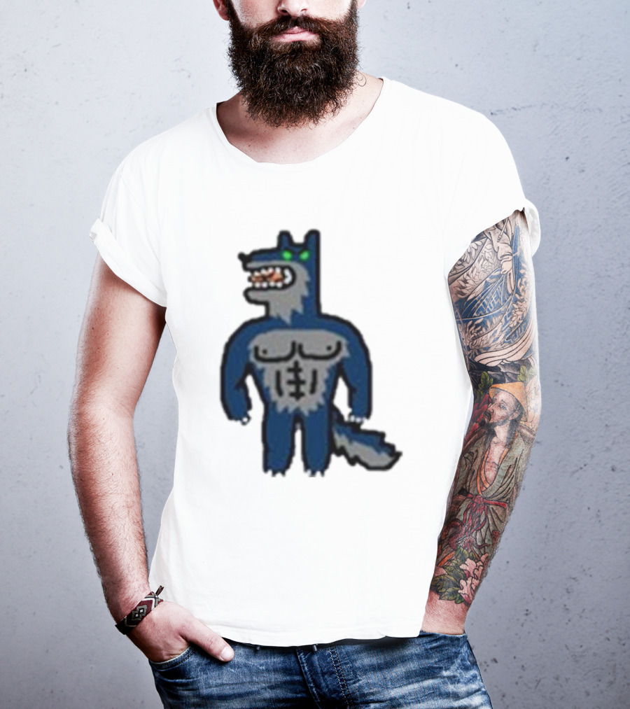 Timberwolves Buff Wolf Strong Muscular Cartoon Character T-Shirt
