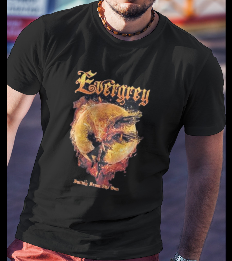 Evergrey Falling From The Sun Celestial Figure And Fiery Orb T-Shirt