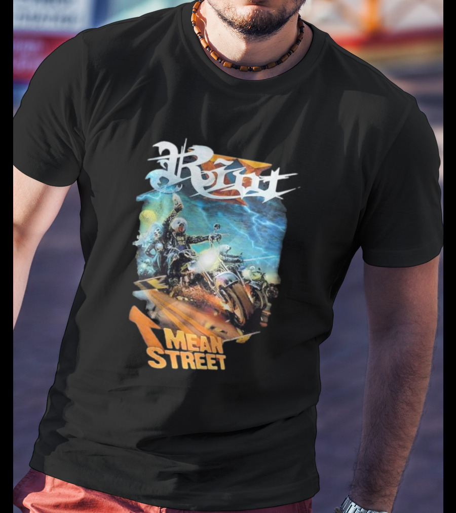 Riot V Mean Streets Album Cover With Biker And Lightning T-Shirt