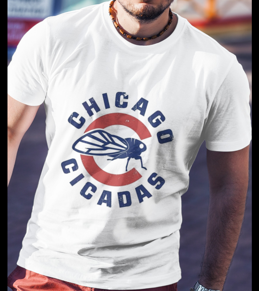 Chicago Cicadas Baseball Team Vintage Logo Icon With Red C And Large Cicada T-Shirt