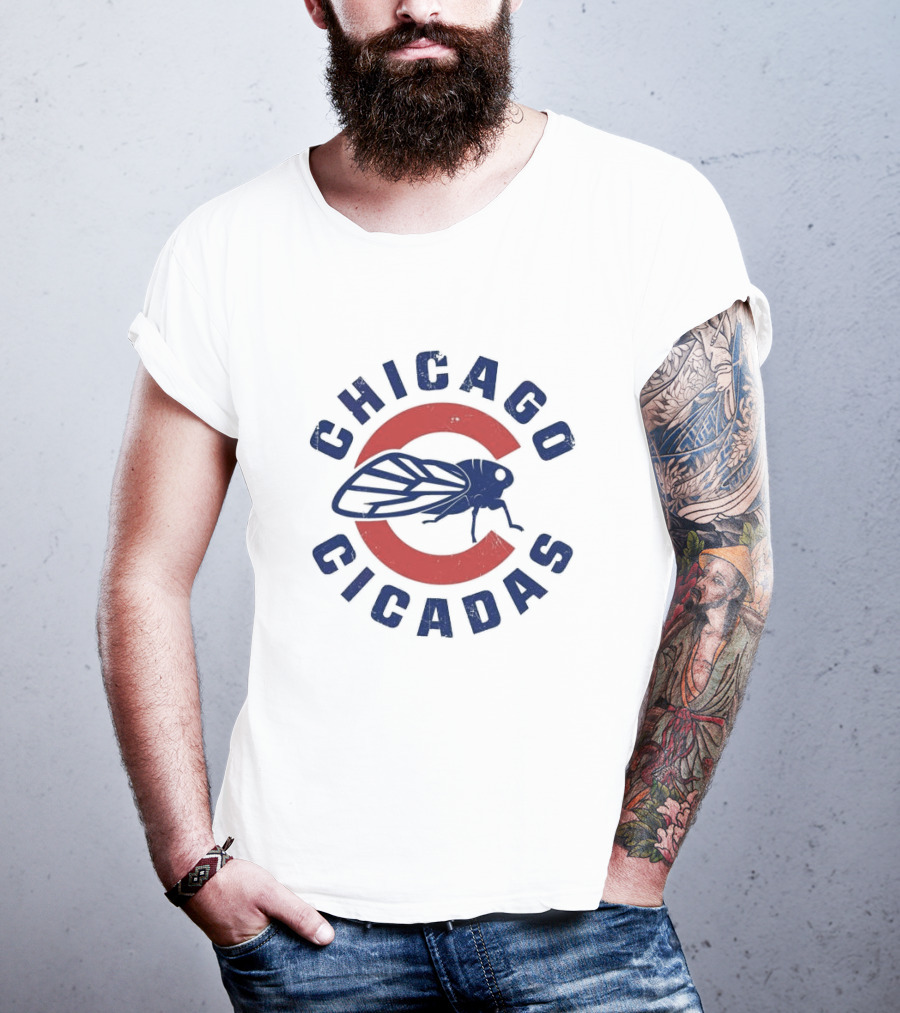Chicago Cicadas Baseball Team Vintage Logo Icon With Red C And Large Cicada T-Shirt
