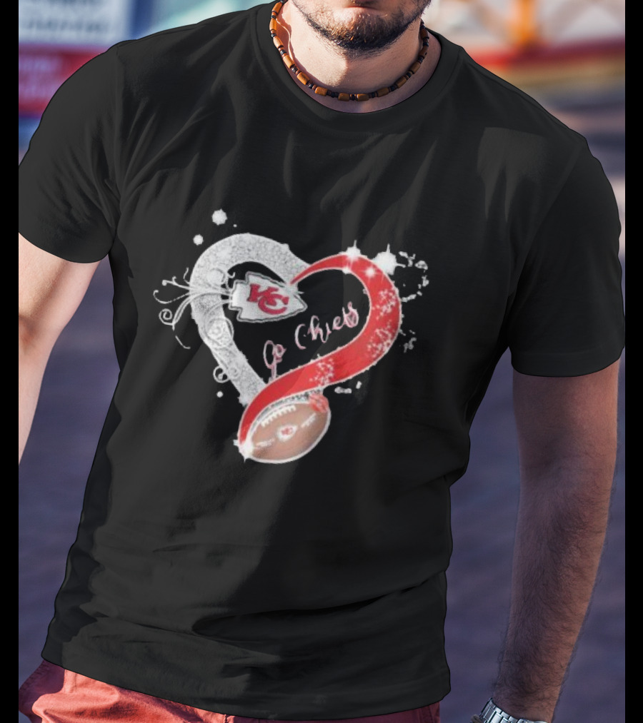 Kansas City Chiefs Heart And Football Go Chiefs T-Shirt