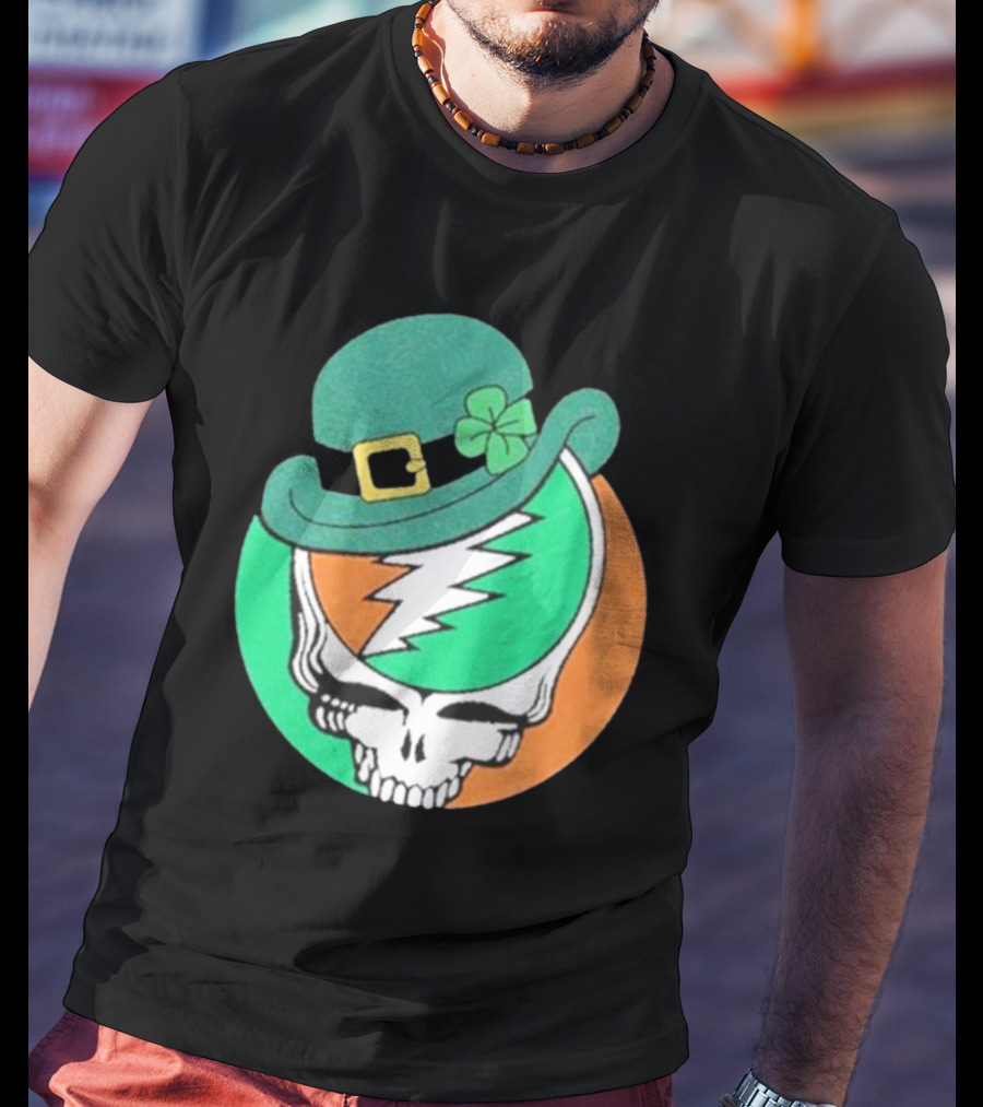 Happy St. Patrick’s Dead And Company Limited Skull In Shamrock Hat With Lightning Bolt T-Shirt