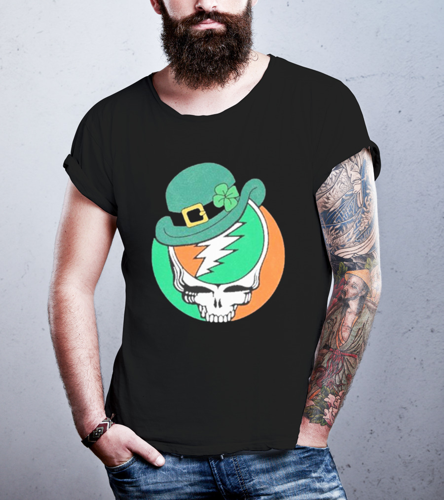 Happy St. Patrick’s Dead And Company Limited Skull In Shamrock Hat With Lightning Bolt T-Shirt