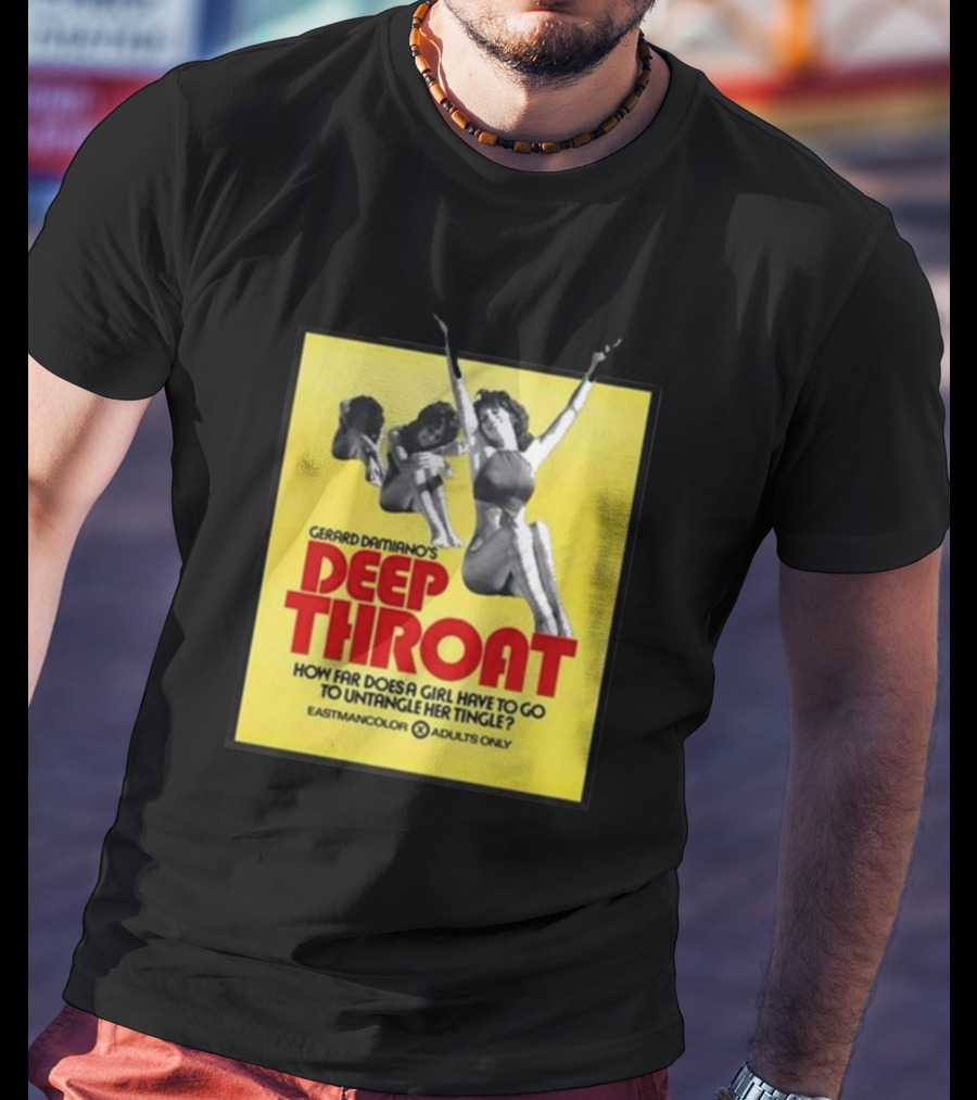 Gerard Damiano’s Deep Throat How Far Does A Girl Have To Go To Untangle Her Tingle? Eastmancolor Adults Only T-Shirt
