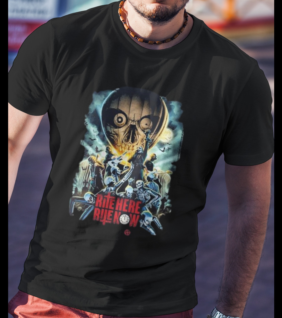 Papa Emeritus IV Rite Here Rite Now Limited Haunting Cinemas Worldwide Skeleton Skull Moon Bats T-Shirt