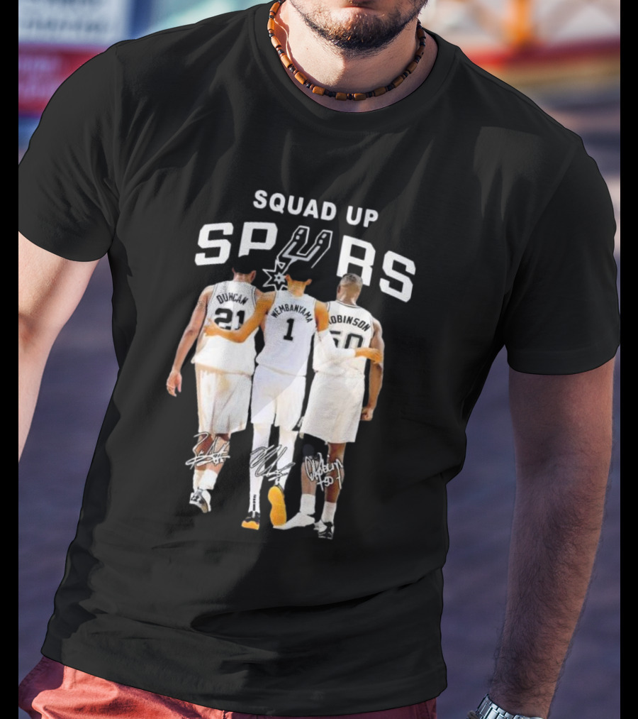 SQUAD UP SAN ANTONIO SPURS DUNCAN WEMBANYAMA ROBINSON SIGNATURES T-Shirt