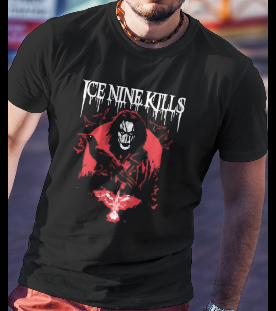 Ice Nine Kills Red Hooded Figure With Raven Reap What You Sow T-Shirt