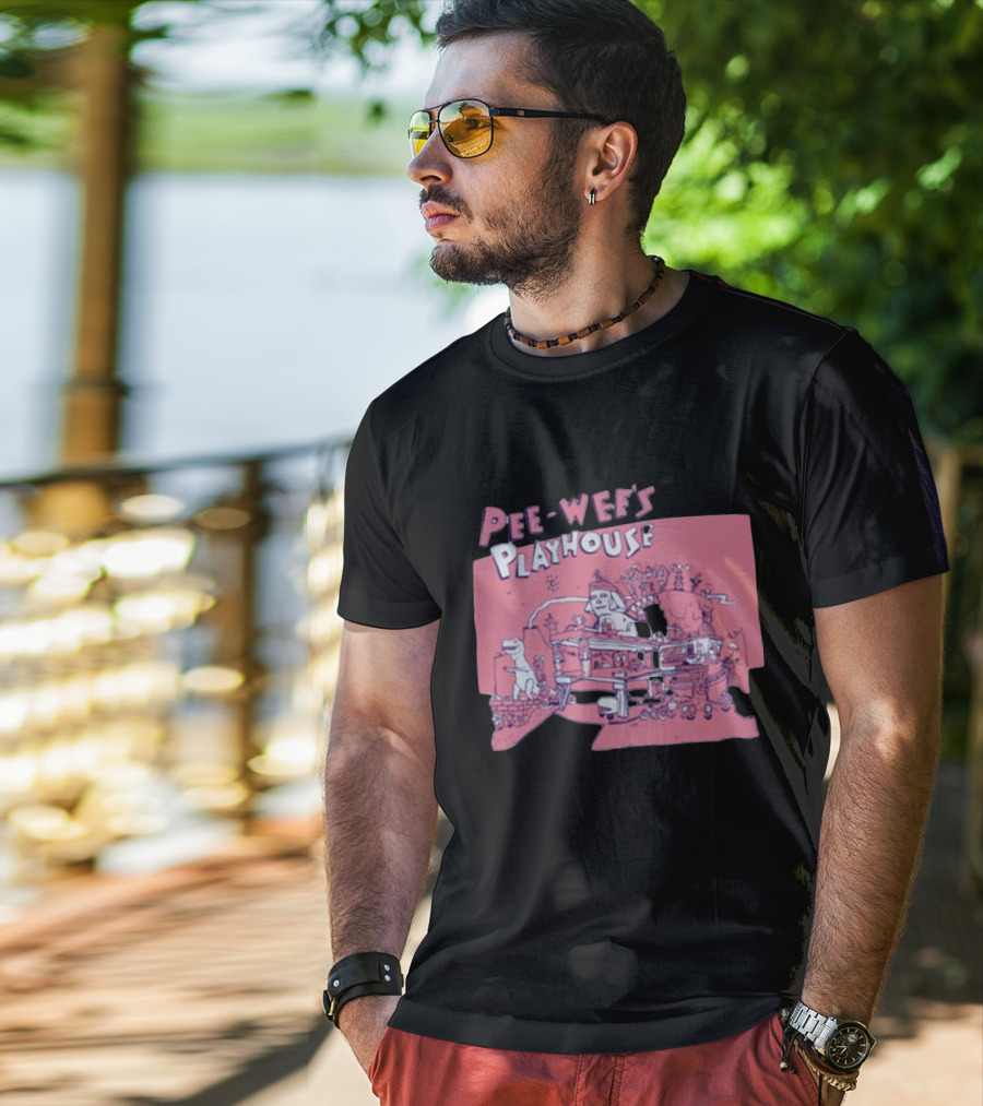 Pee-Wee's Playhouse Retro Rad Dinosaur Sphinx And Castle Scene T-Shirt