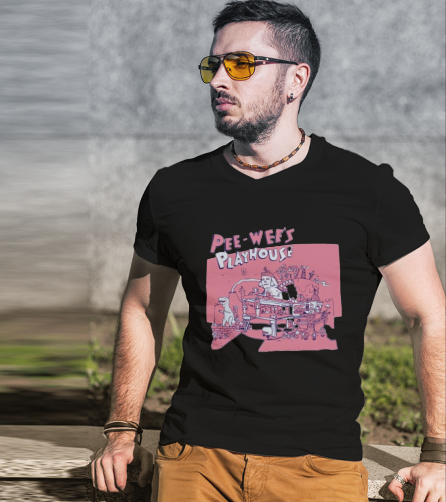 Pee-Wee's Playhouse Retro Rad Dinosaur Sphinx And Castle Scene T-Shirt